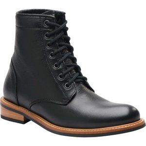 Nisolo All Weather Leather, Amalia Water Resistant Boots. Lace-Up, Black size 8